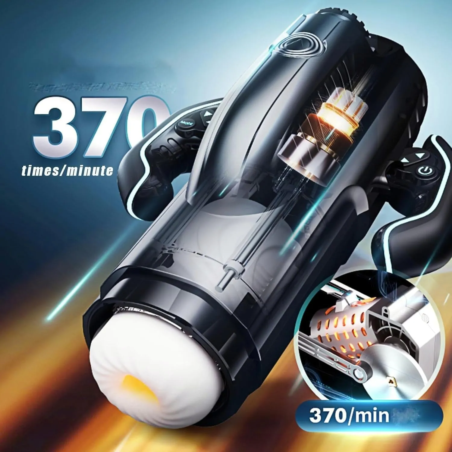 Male Masturbator - Thrusting. Electric Waterproof BJ Simulator Machine with Voice for Men (Black)