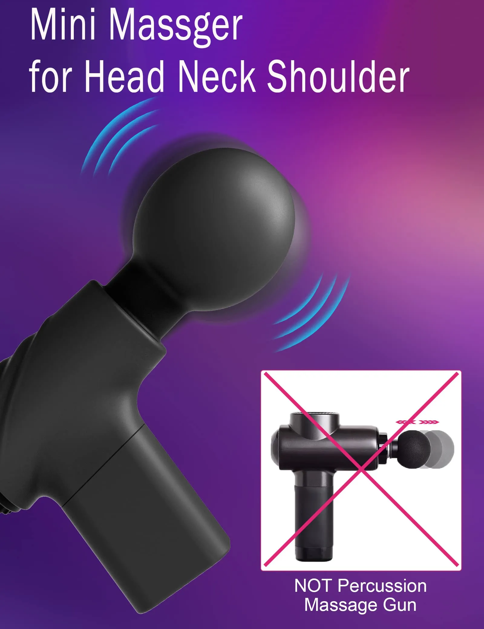 Massage Gun Magic Wand Vibrator - Pocket Powerful Nipple Clit Stimulator Sex Toy for Women