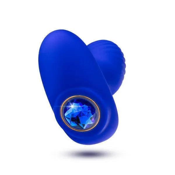 Mystery Vibrating Textured Silicone Butt Plug in Sapphire