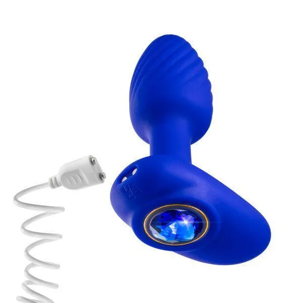 Mystery Vibrating Textured Silicone Butt Plug in Sapphire