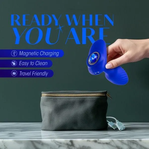 Mystery Vibrating Textured Silicone Butt Plug in Sapphire