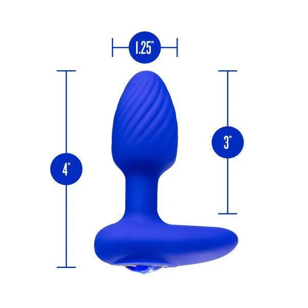 Mystery Vibrating Textured Silicone Butt Plug in Sapphire