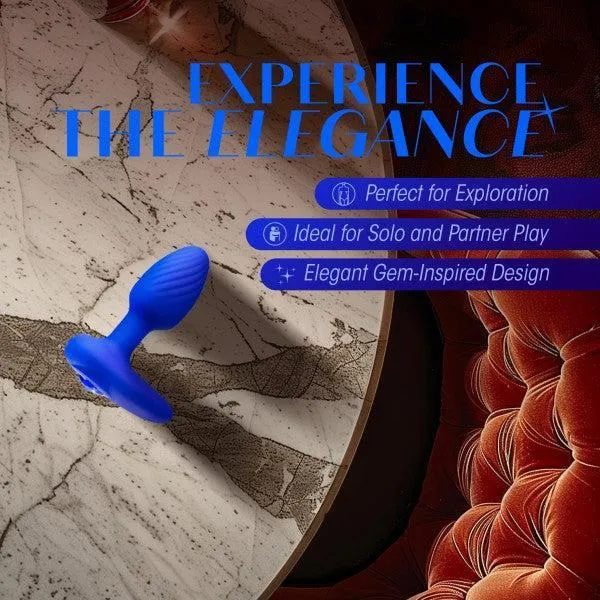 Mystery Vibrating Textured Silicone Butt Plug in Sapphire