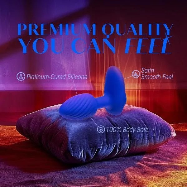 Mystery Vibrating Textured Silicone Butt Plug in Sapphire