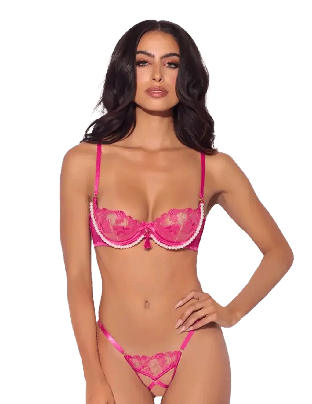 Nova Blacklight Crotchless Lace Set
