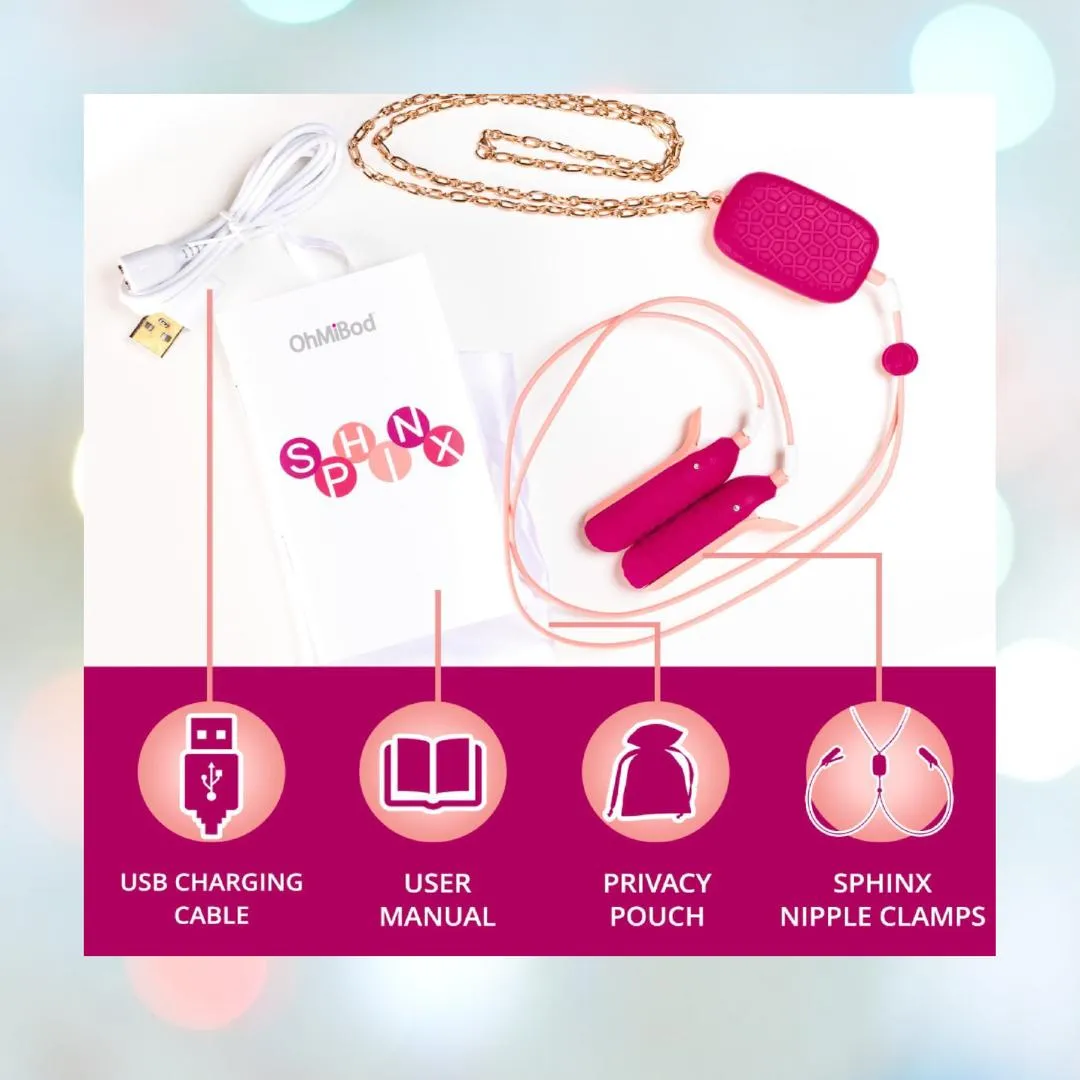 OhMiBod Sphinx Bluetooth App-controlled Nipple Clamps - Raspberry