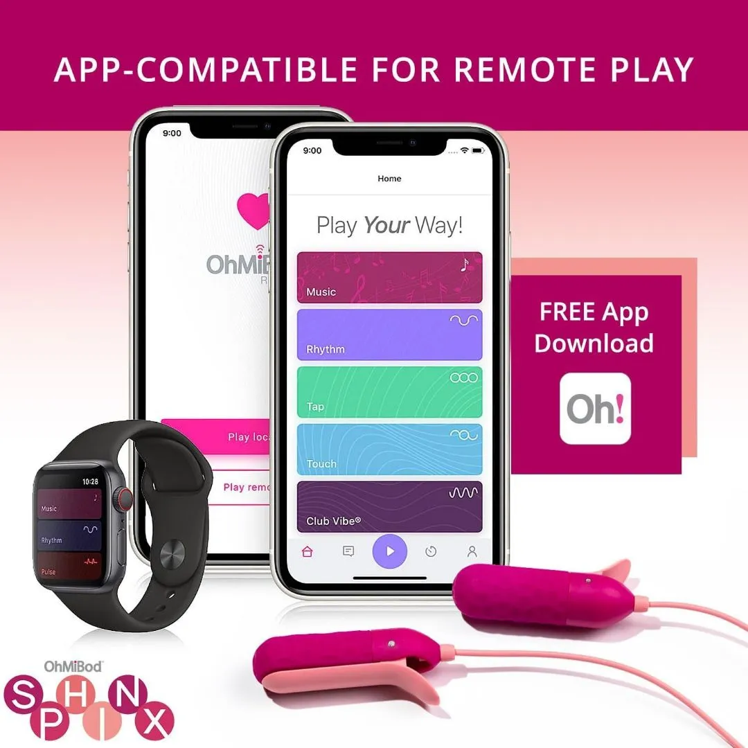 OhMiBod Sphinx Bluetooth App-controlled Nipple Clamps - Raspberry