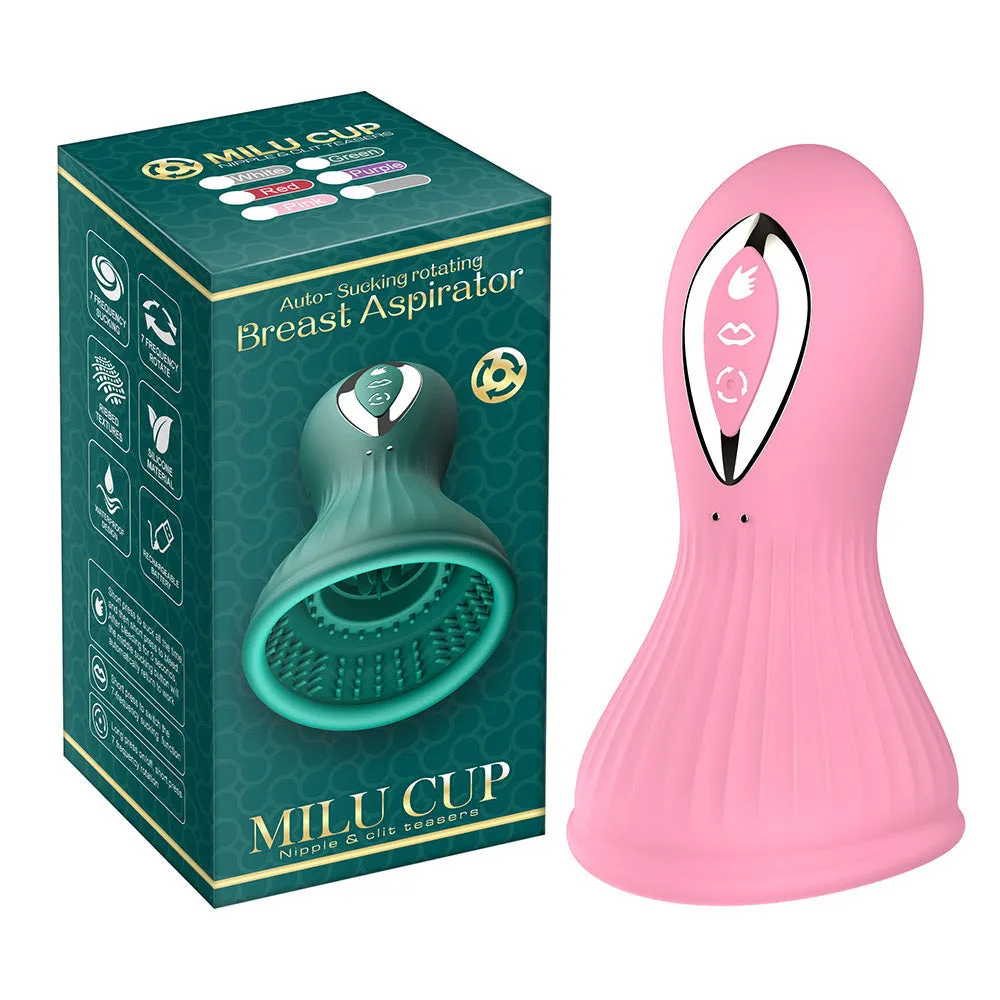 Oral Sex Sucking Female Masturbation Cup - Clit Nipple Rotating Clamp Women Vibrator