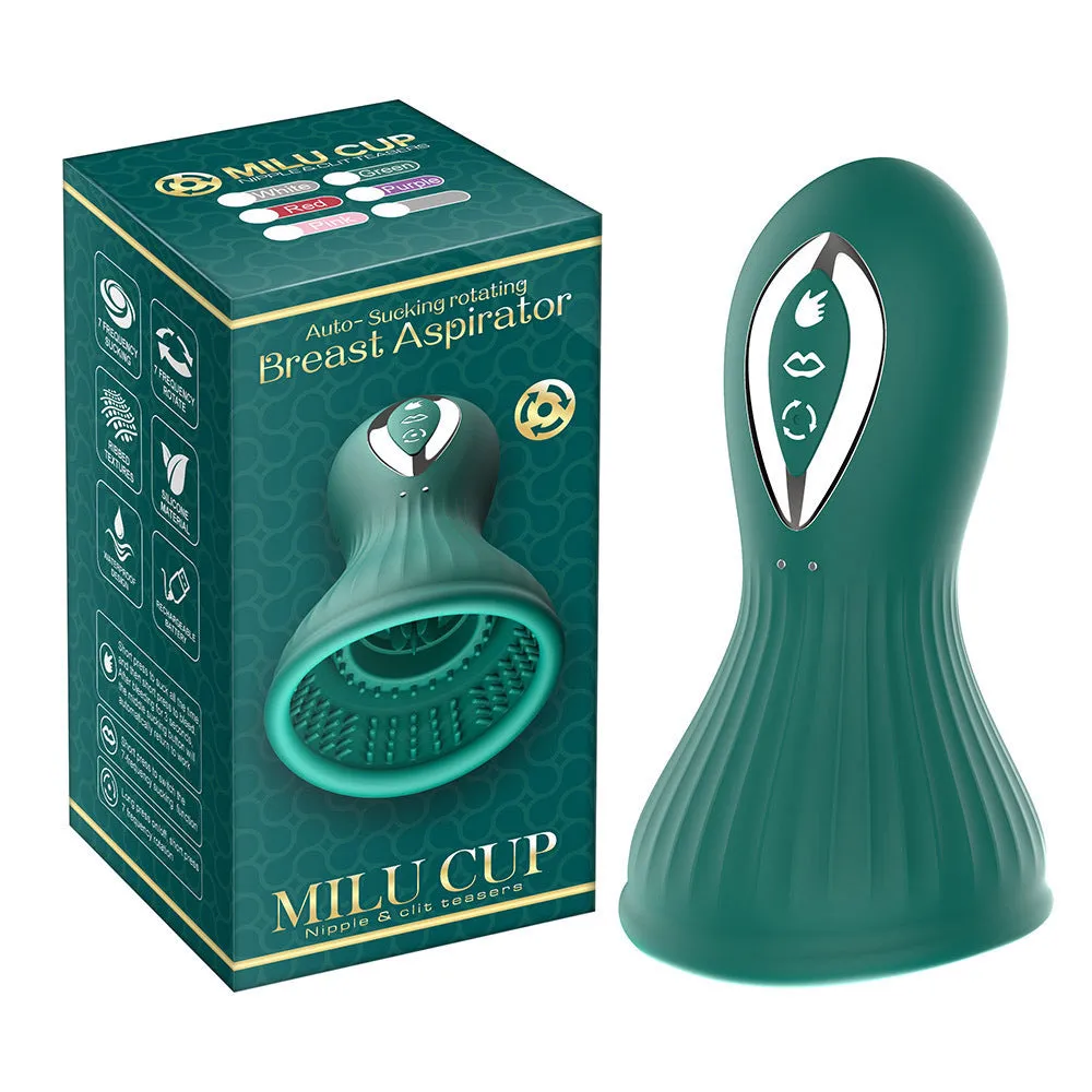 Oral Sex Sucking Female Masturbation Cup - Clit Nipple Rotating Clamp Women Vibrator