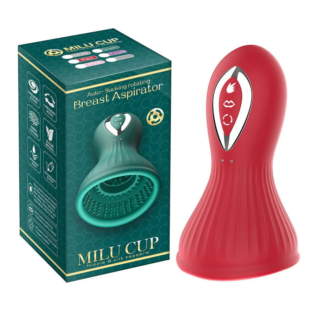 Oral Sex Sucking Female Masturbation Cup - Clit Nipple Rotating Clamp Women Vibrator