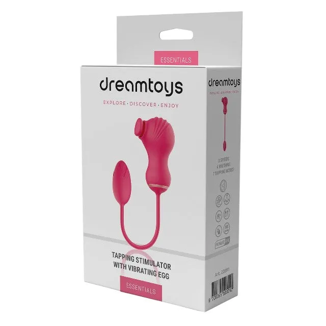 Ou vibrator DREAMTOYS Essentials Tapping Stimulator. pentru stimulare dublă. 7 funcții de tapping. 4 funcții de vibrație. roz