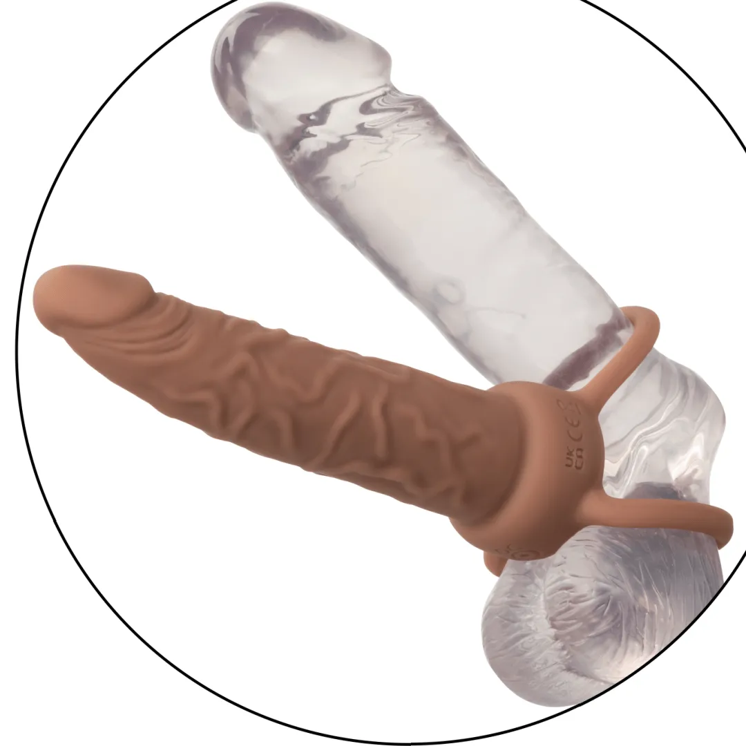 Performance Maxx Double Penetration Vibrating Dildo - Light Chocolate