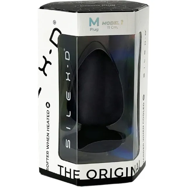 Plug anal SILEX-D M Plug Model 1. din silicon premium. reactiv la căldură. lungime 11 cm. diametru 6.2 cm. negru (mărime M)
