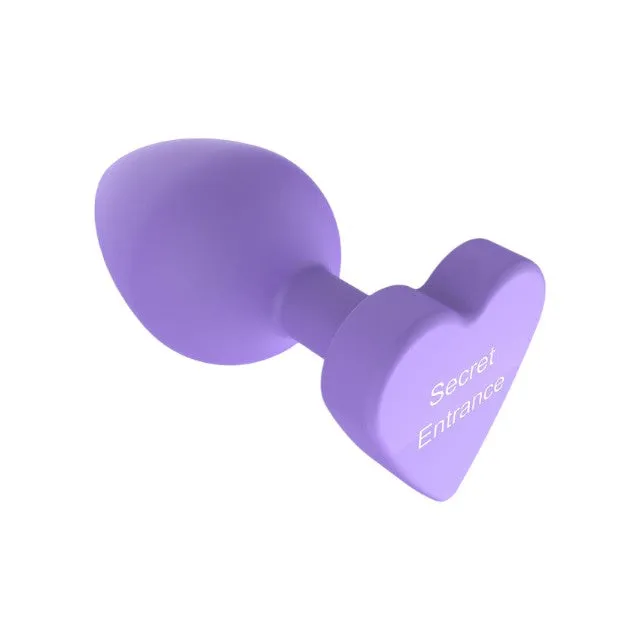Plug anal TOYJOY Anal Play Booty Sweethearts. cu mesaj „Secret Entrance pe baza în formă de inimă. diametru 3.5 cm. mov