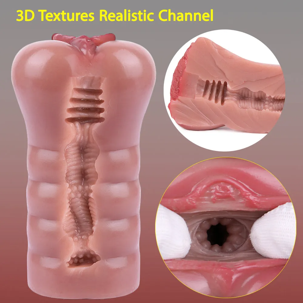 Pocket Pussy Realistic Labia Male Masturbator - Silicone Blowjob Masturbation Cup Life Size Sex Doll