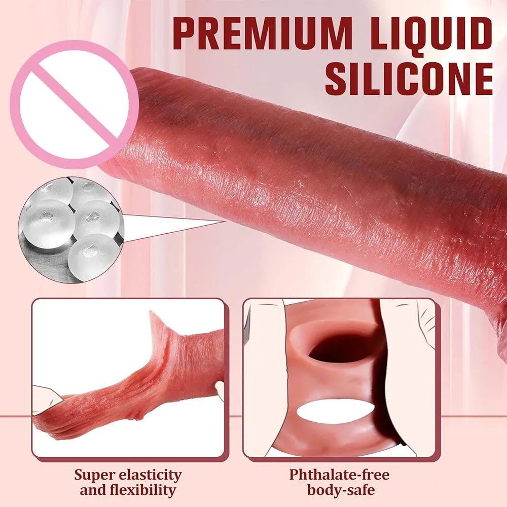 Premium Silicone Cock Sleeve - Lifelike Penis Enlarger Cock Ring Ejaculation Male Sex Toy