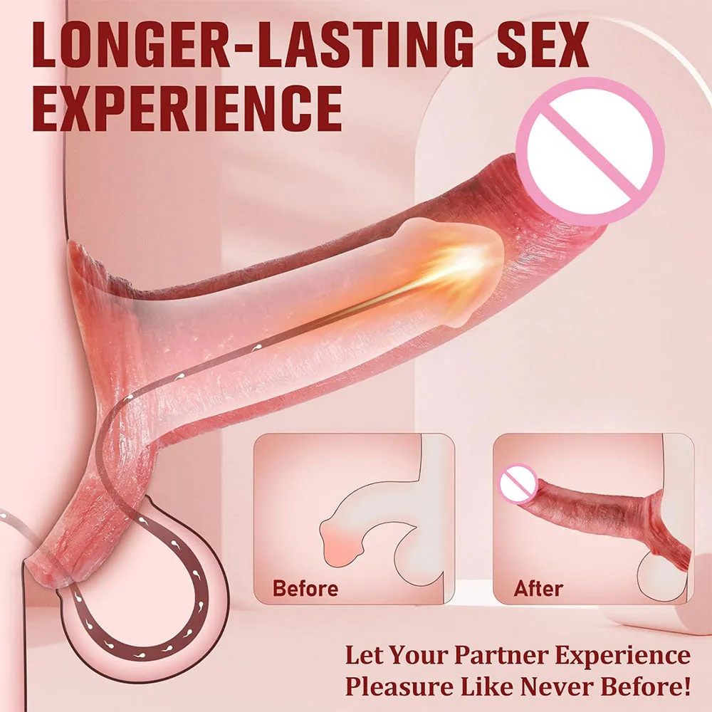 Premium Silicone Cock Sleeve - Lifelike Penis Enlarger Cock Ring Ejaculation Male Sex Toy