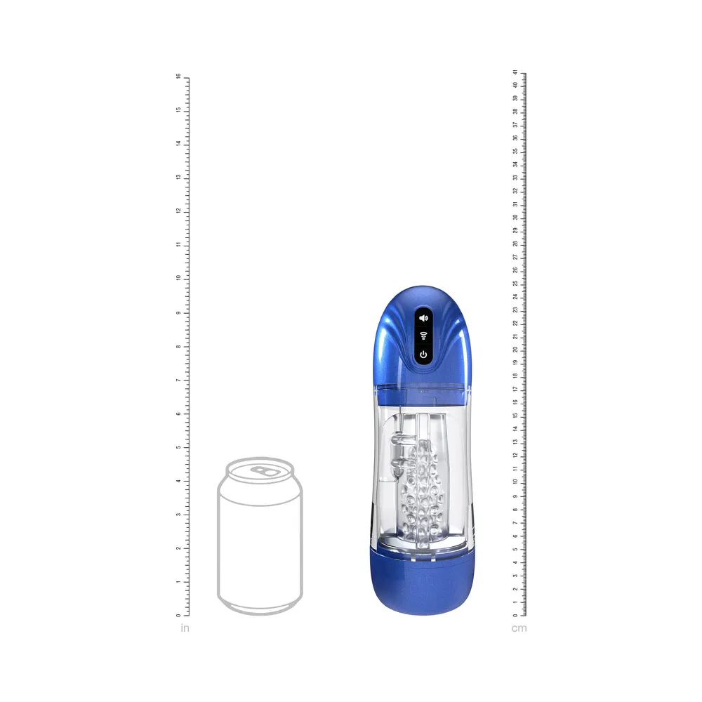 PUMPED SonicPull Masturbator Suction Vibration Multimedia Enhanced Metallic Blue