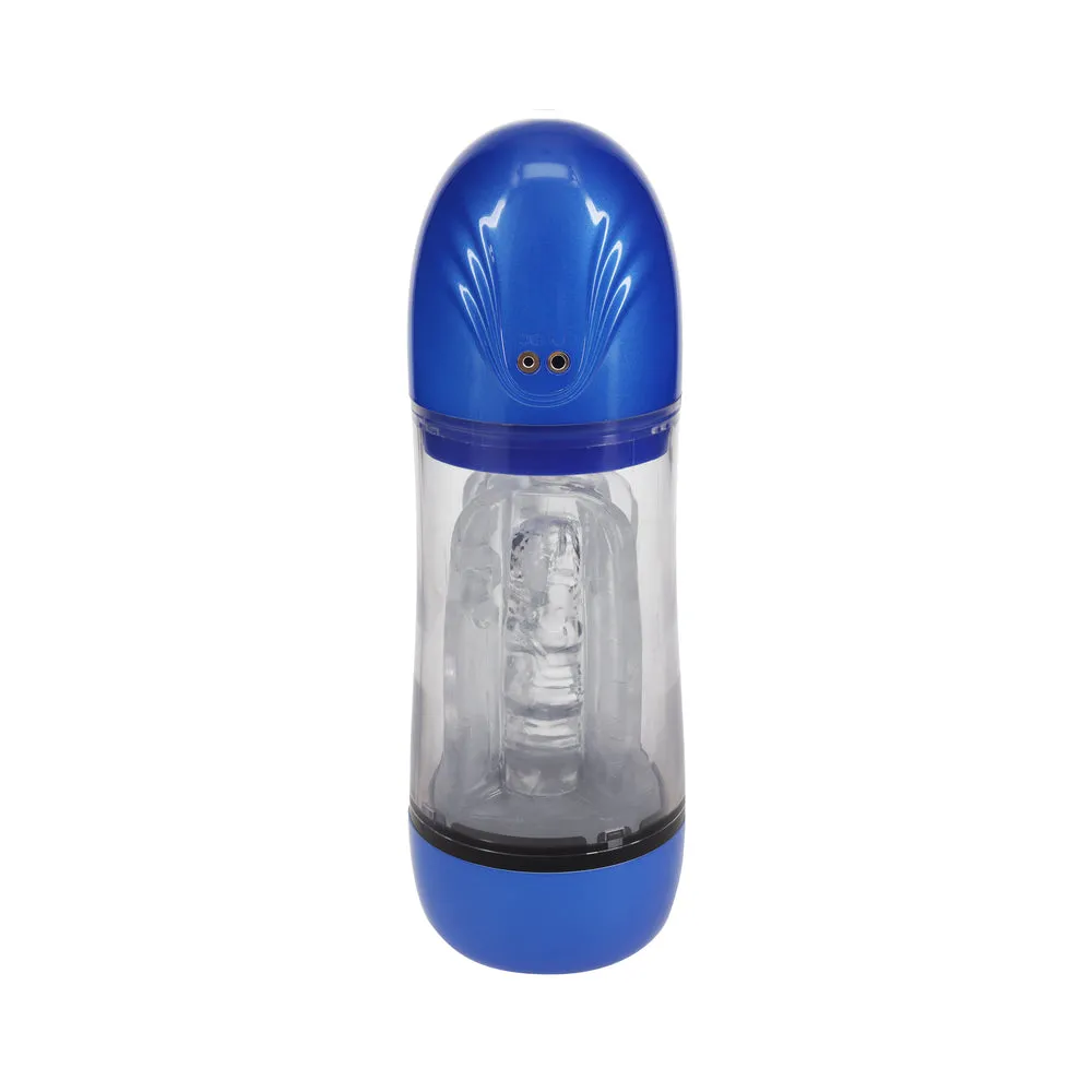 PUMPED SonicPull Masturbator Suction Vibration Multimedia Enhanced Metallic Blue