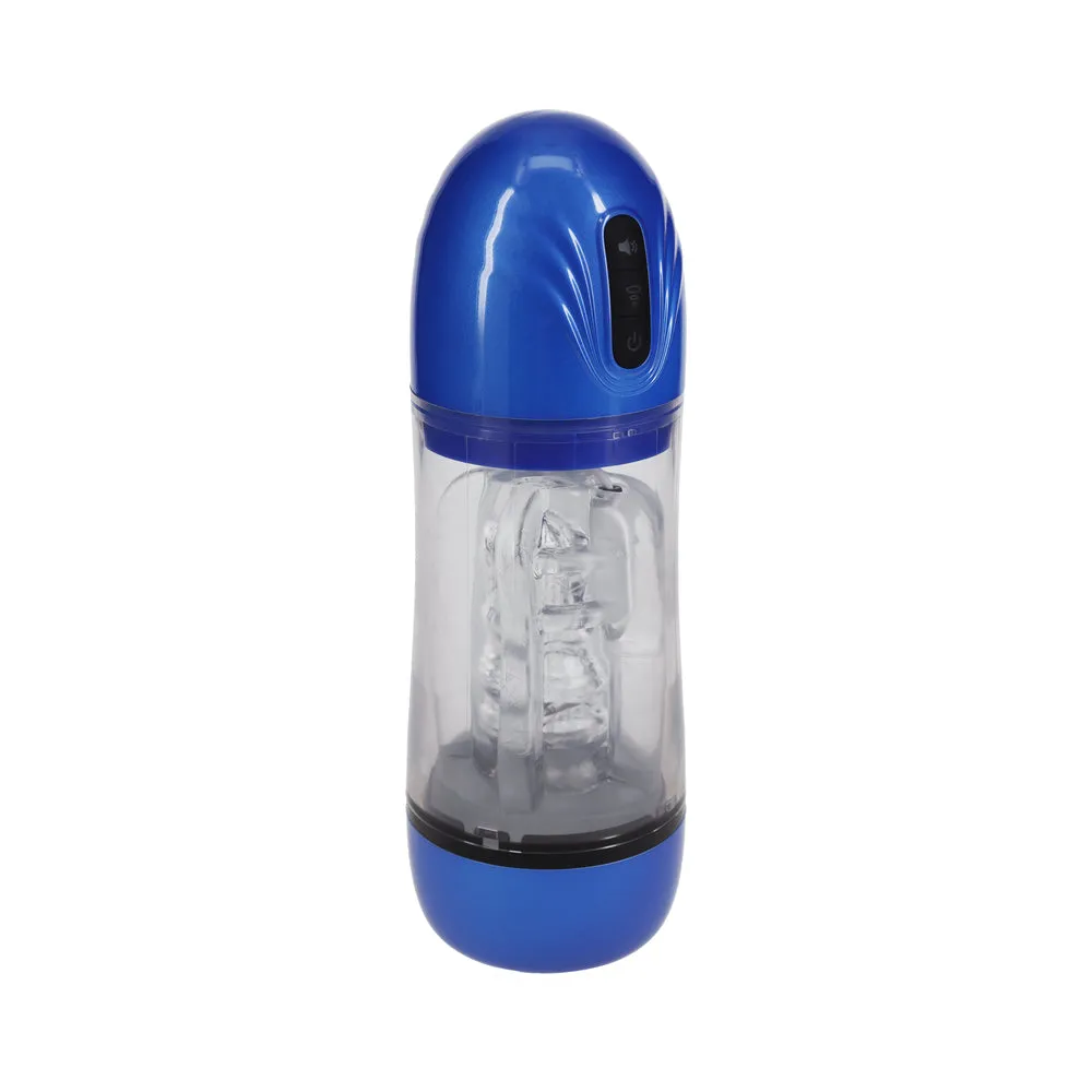 PUMPED SonicPull Masturbator Suction Vibration Multimedia Enhanced Metallic Blue