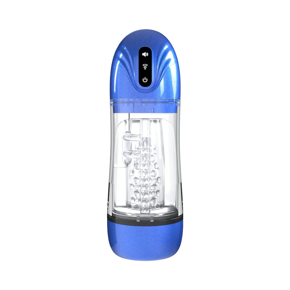 PUMPED SonicPull Masturbator Suction Vibration Multimedia Enhanced Metallic Blue