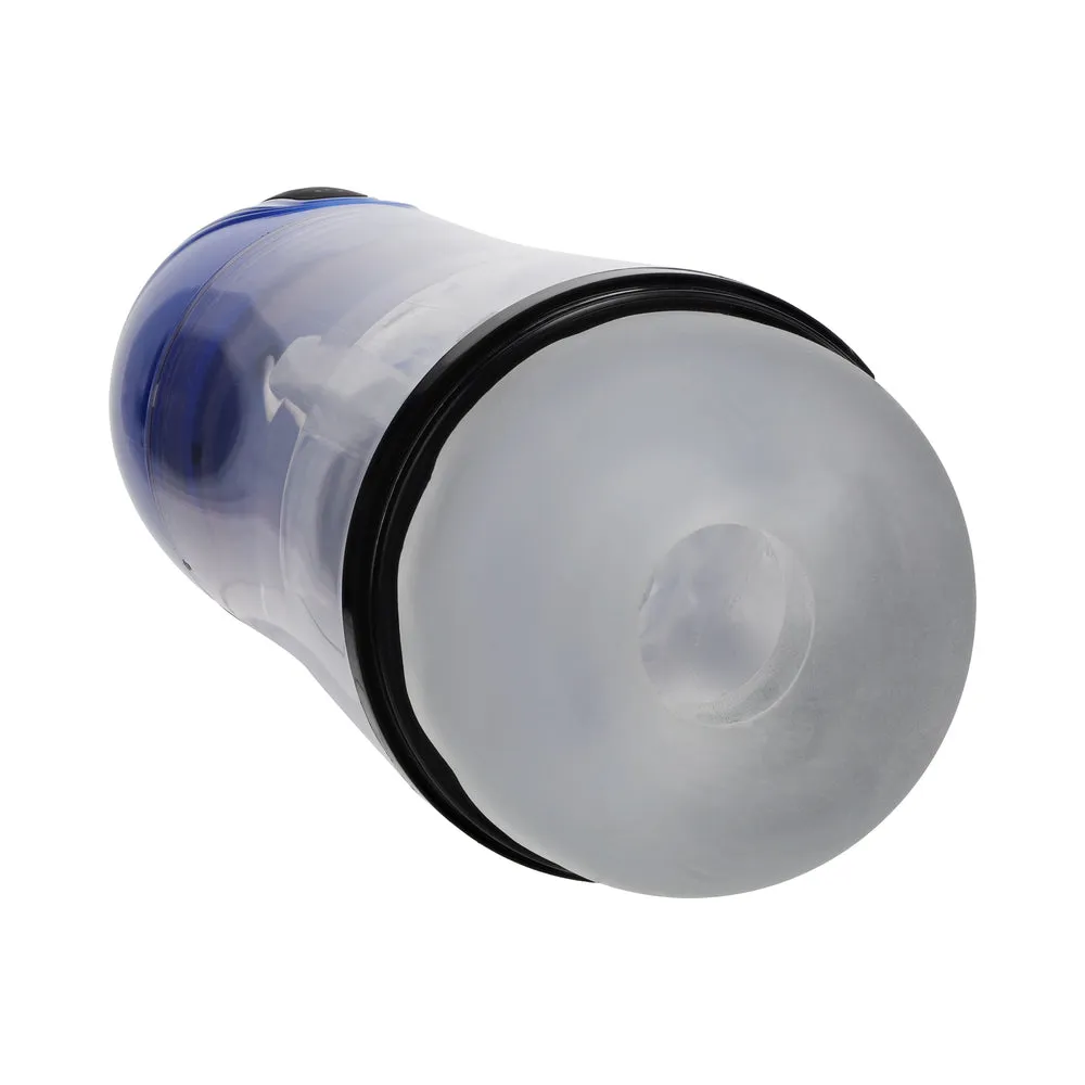 PUMPED SonicPull Masturbator Suction Vibration Multimedia Enhanced Metallic Blue