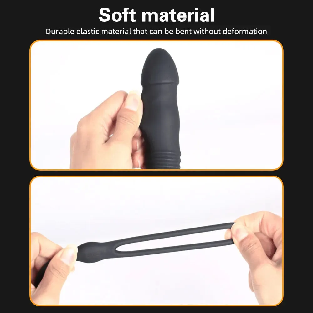 Remote Control Thrusting Dildo Anal Plug - Cock Ring Delayed Ejaculation Trainer
