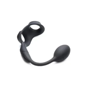 Remote Controlled Silicone Black Rechargeable Anal Cock Ring