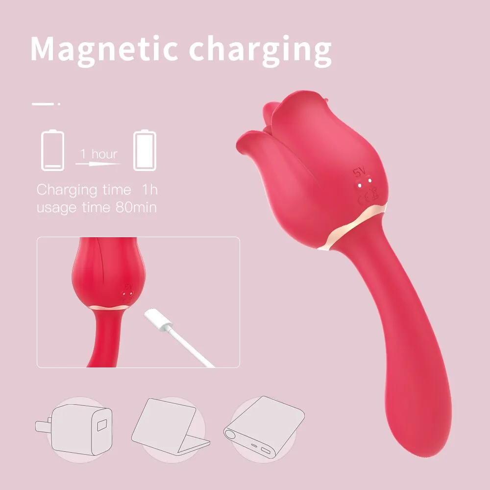 Rose  2 in 1 Clitoral Licking & Vibrating Vibrator