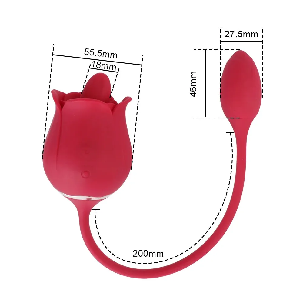 Rose Clit Clamping Female Vibrator - Dual End Clitoral Licking Vibrating Panty Egg