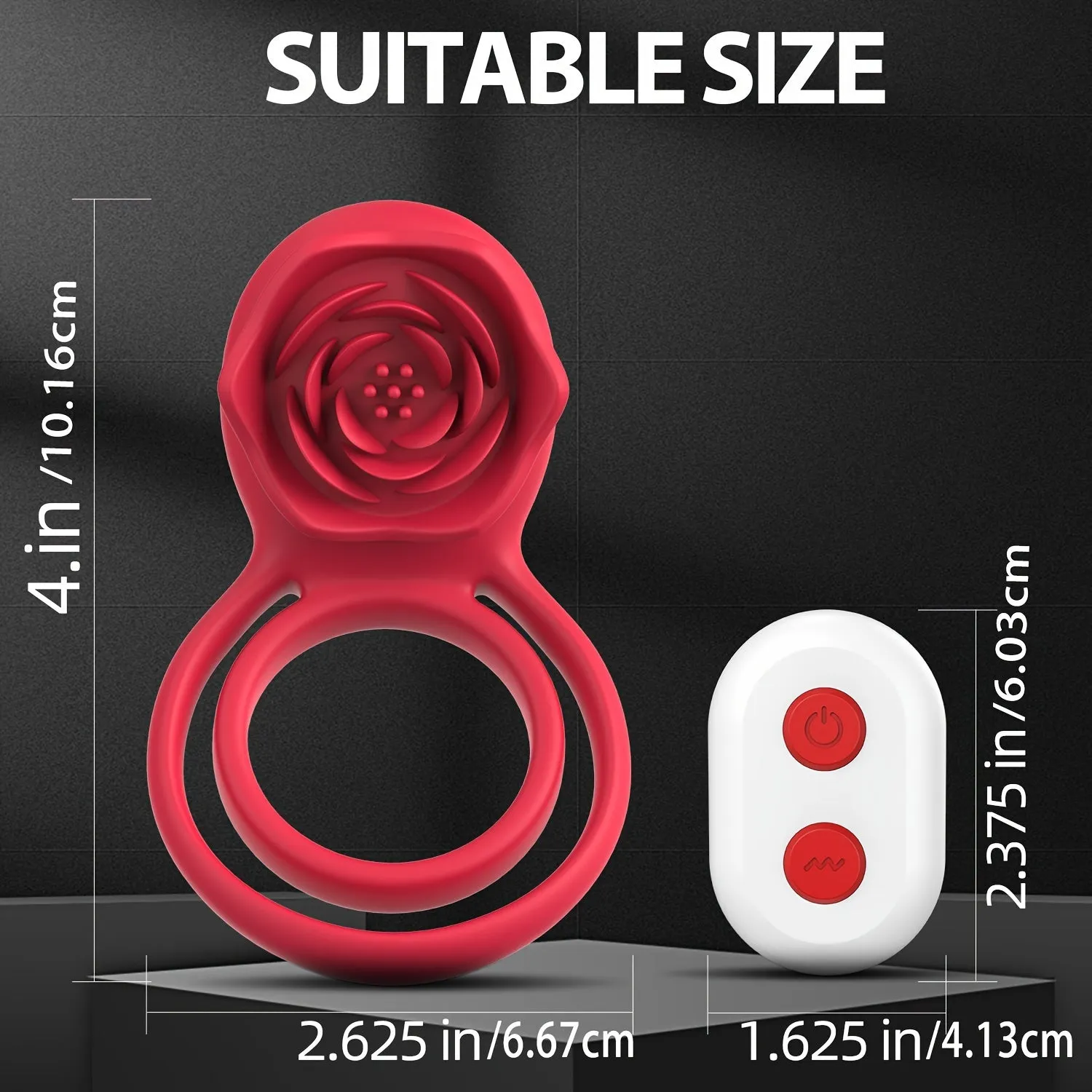 Rose Clitoral Vibrating Cock Ring - Remote Control Clit Stimulator Double Rings Couple Sex Toys