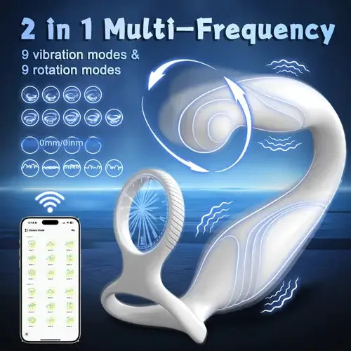 Rotating Anal Vibrator Prostate Massager C-Shaped Penis Ring Adult Anal Toy