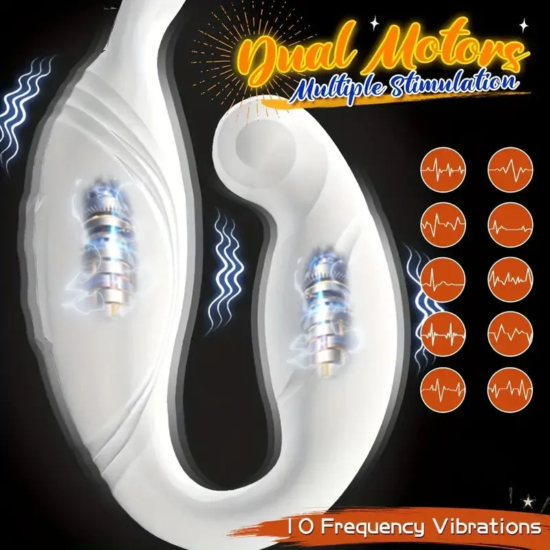 Rotating Anal Vibrator Prostate Massager C-Shaped Penis Ring Adult Anal Toy
