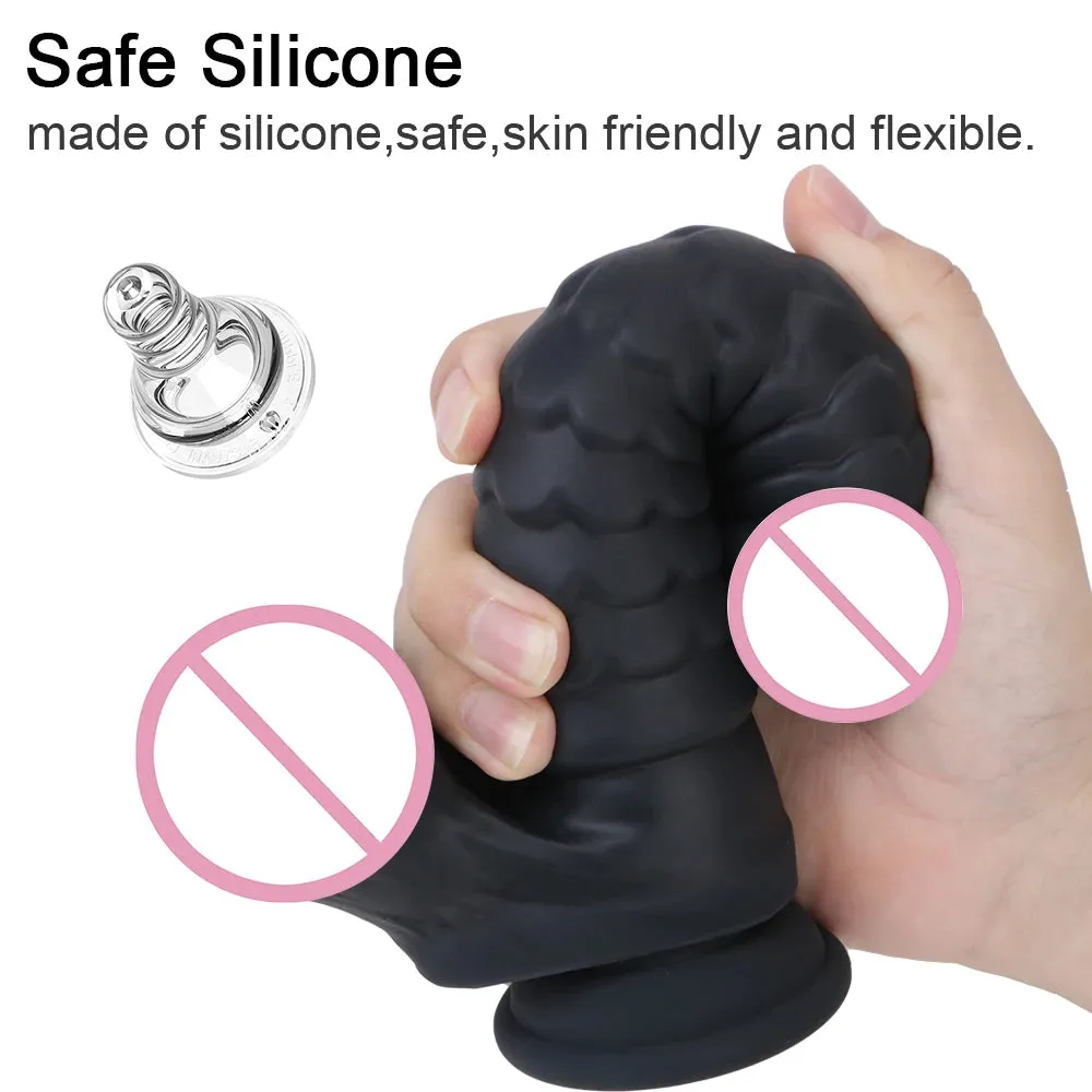 Silicone Black Dildo - Big Ripples Monster Dildos Anal Plug Sex Toys - Domlust