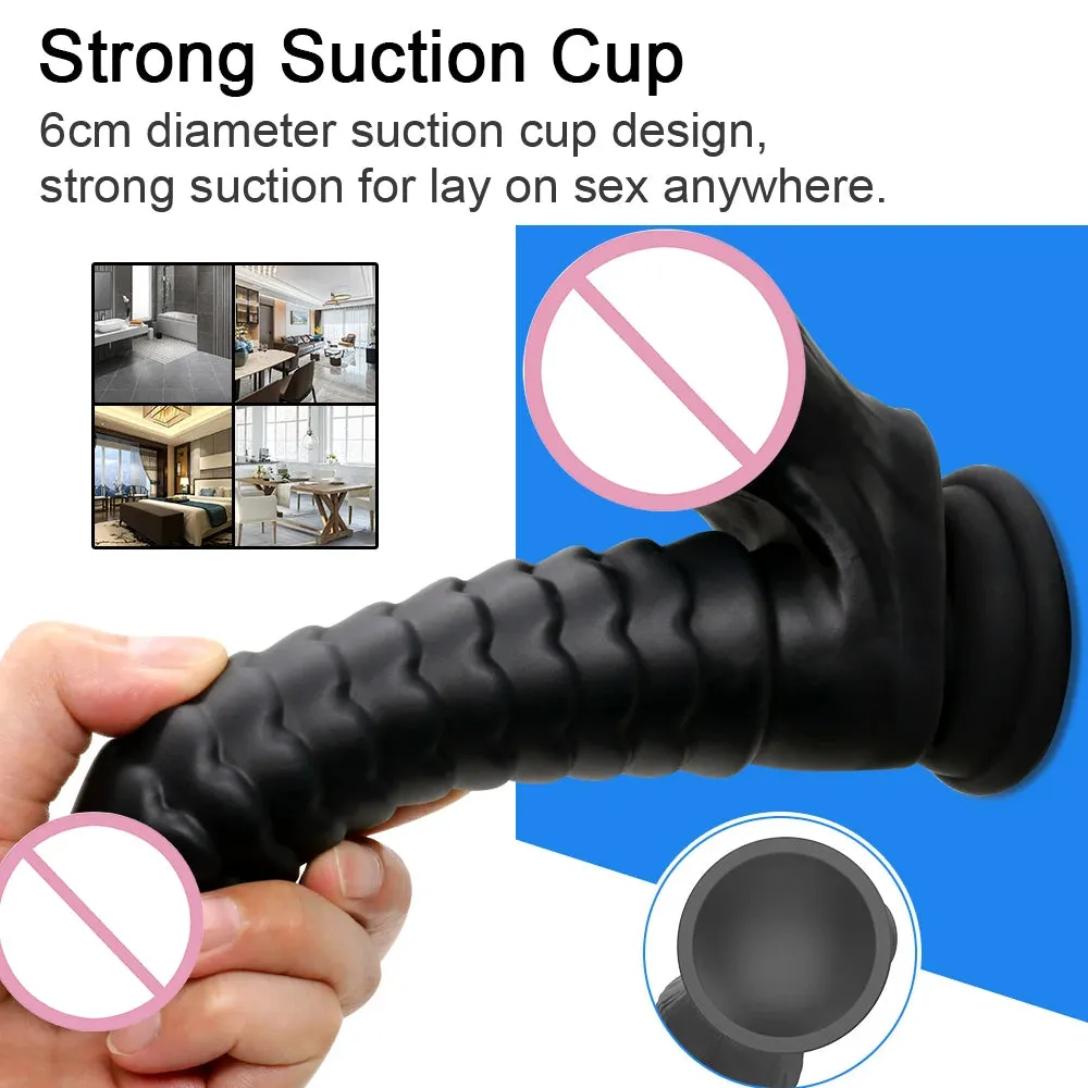 Silicone Black Dildo - Big Ripples Monster Dildos Anal Plug Sex Toys - Domlust