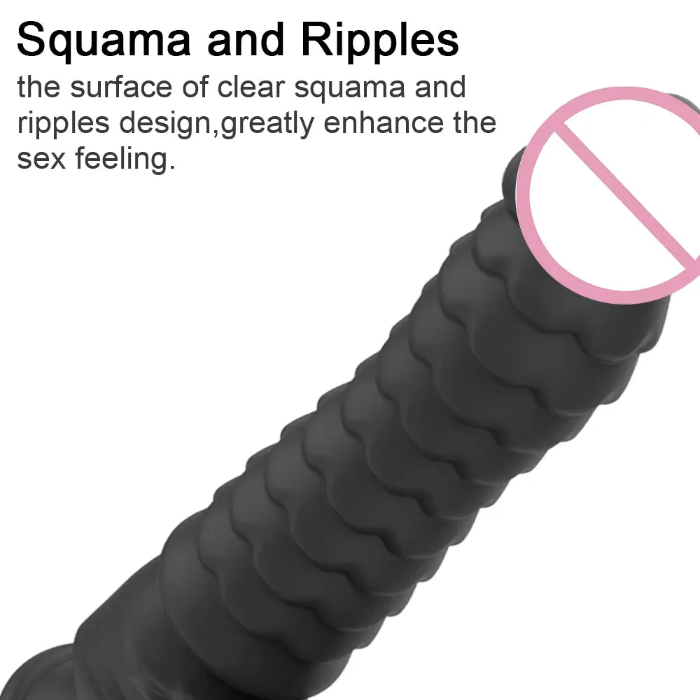 Silicone Black Dildo - Big Ripples Monster Dildos Anal Plug Sex Toys - Domlust