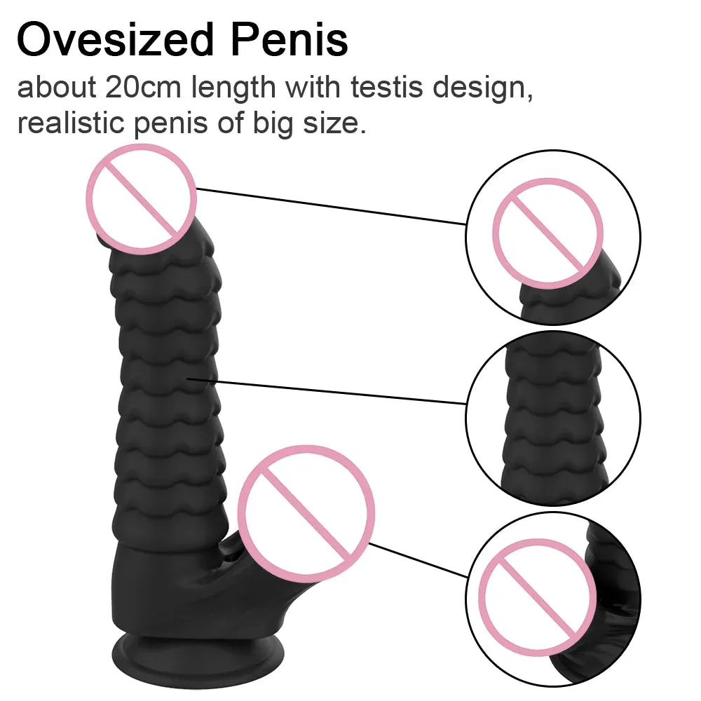 Silicone Black Dildo - Big Ripples Monster Dildos Anal Plug Sex Toys - Domlust