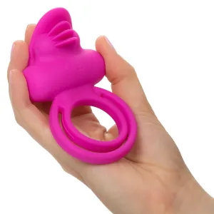 Silicone Dual Clit Flicker Vibrating Cock Ring for Couples