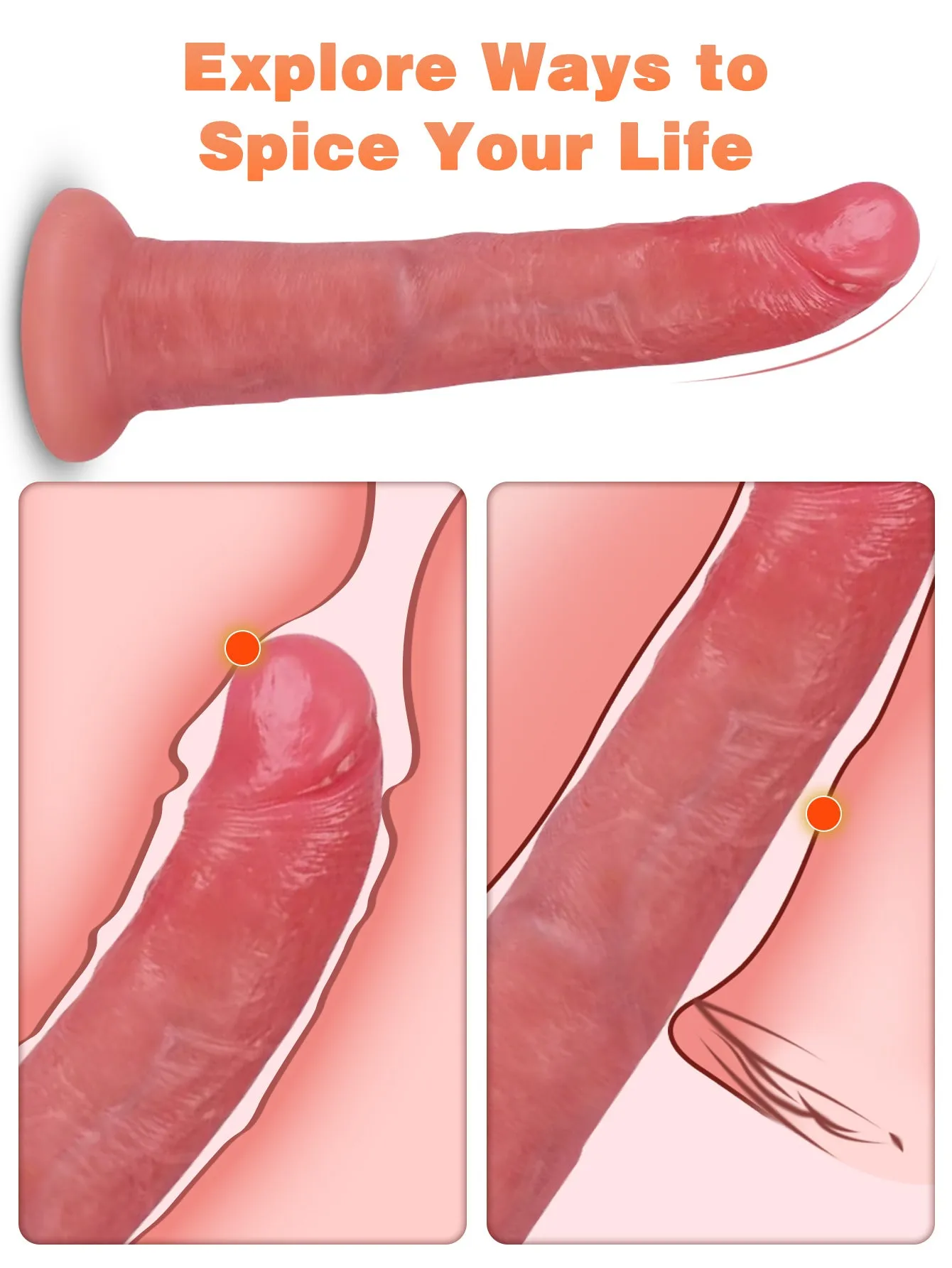 Silicone Realistic Dildo Butt Plug - 8 inch Anal Dildos Sex Toys for Women