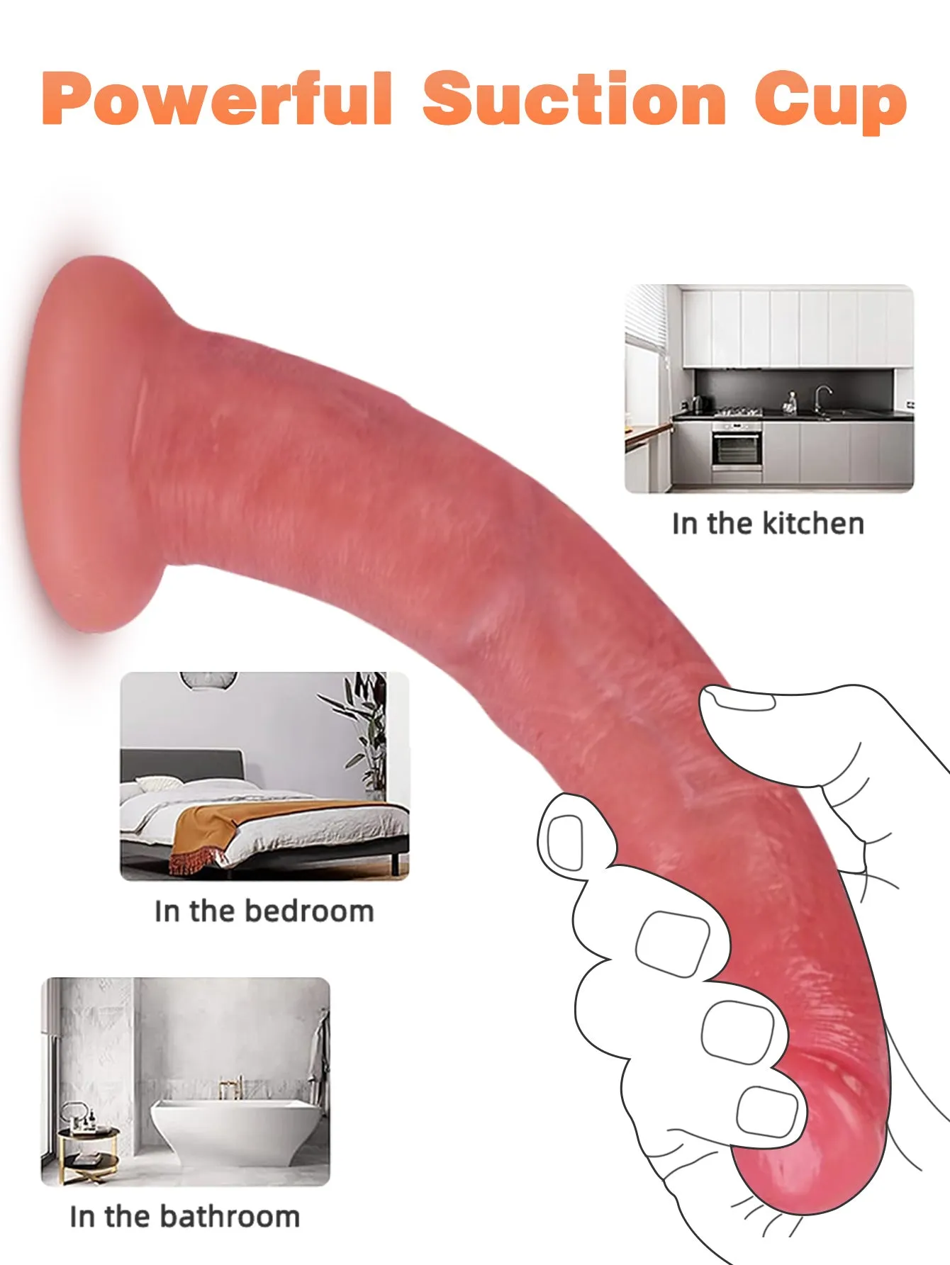 Silicone Realistic Dildo Butt Plug - 8 inch Anal Dildos Sex Toys for Women