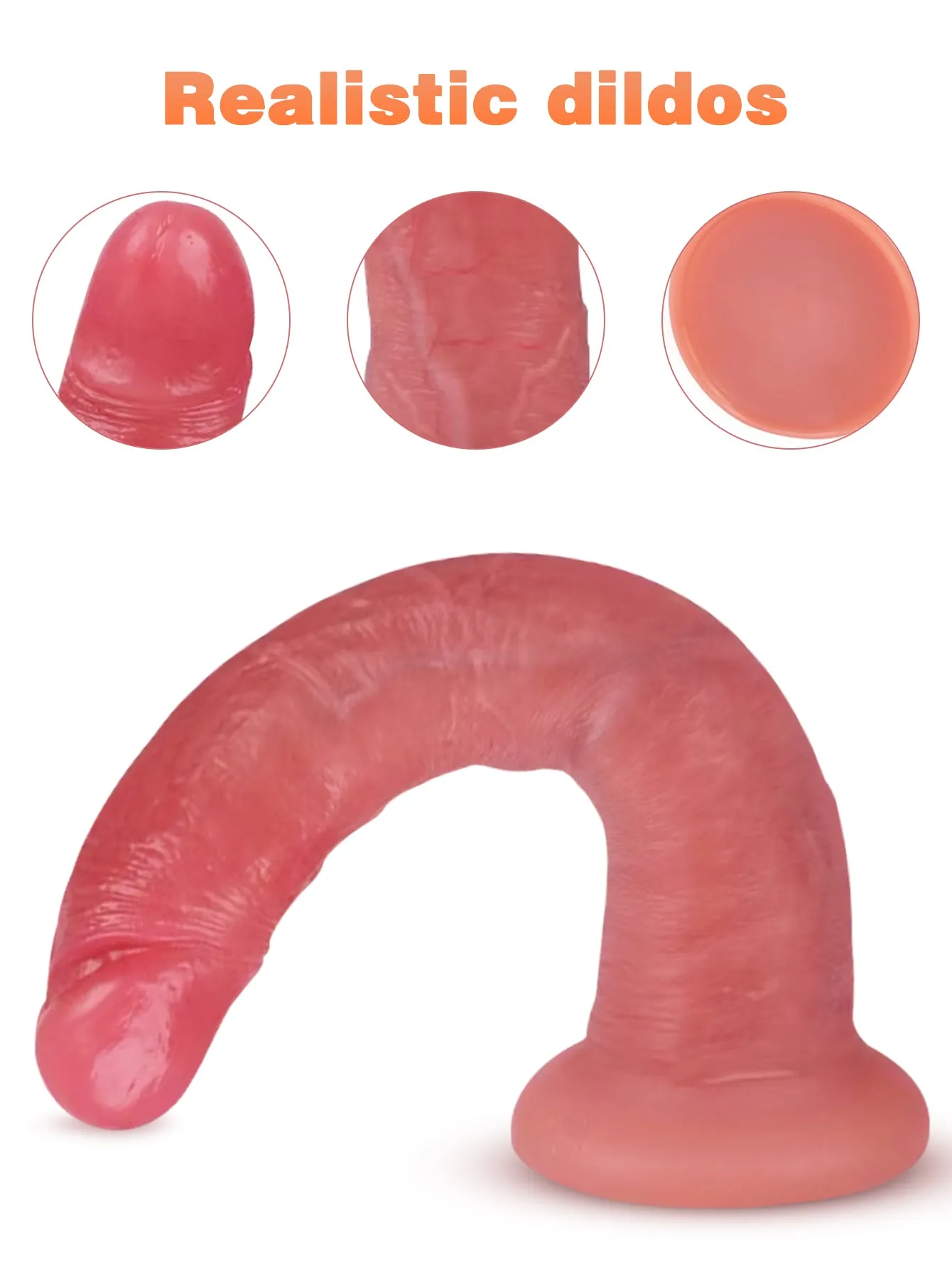 Silicone Realistic Dildo Butt Plug - 8 inch Anal Dildos Sex Toys for Women