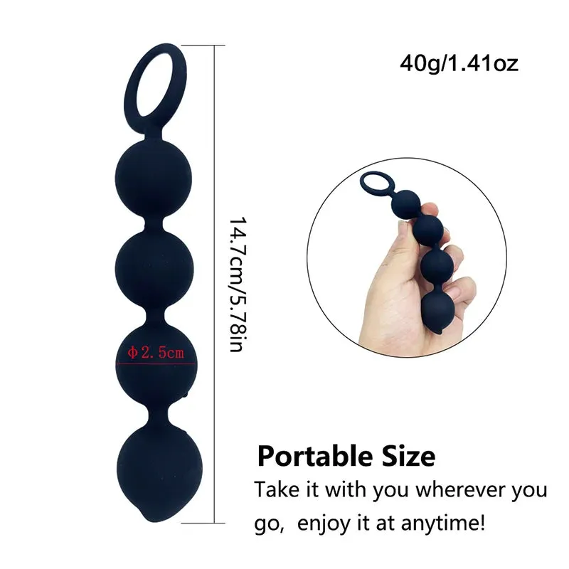 Small Anal Beads Butt Plug - Silicone Ball Anal Dildo Beginner Sex Toys