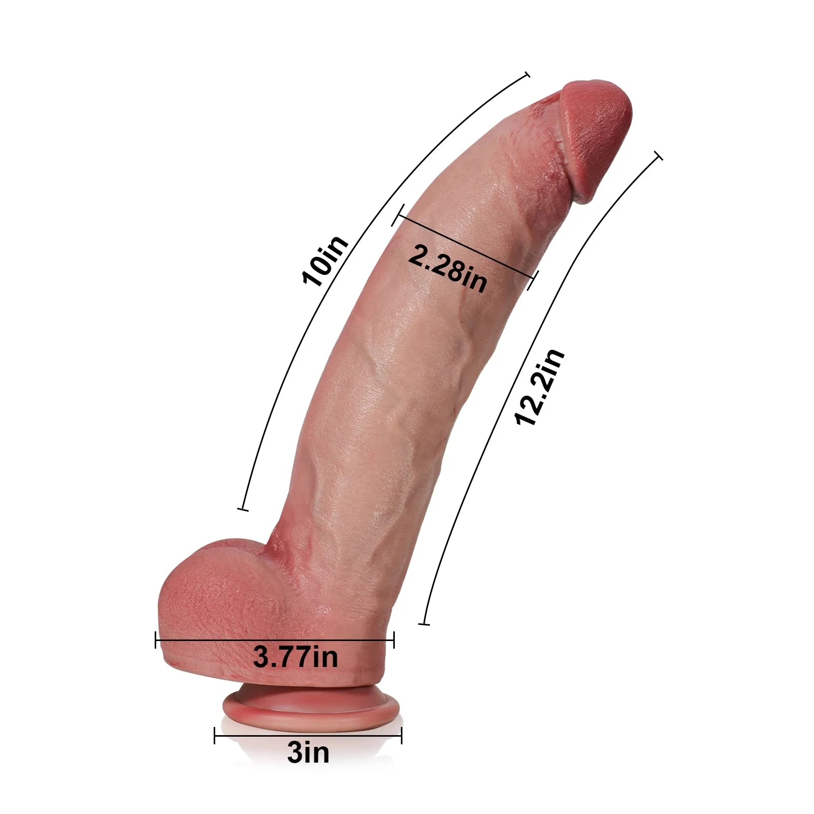 Soft Flesh Realistic Dildo - 12 inch Long Penis Vaginal Masturbator Anal Butt Plug