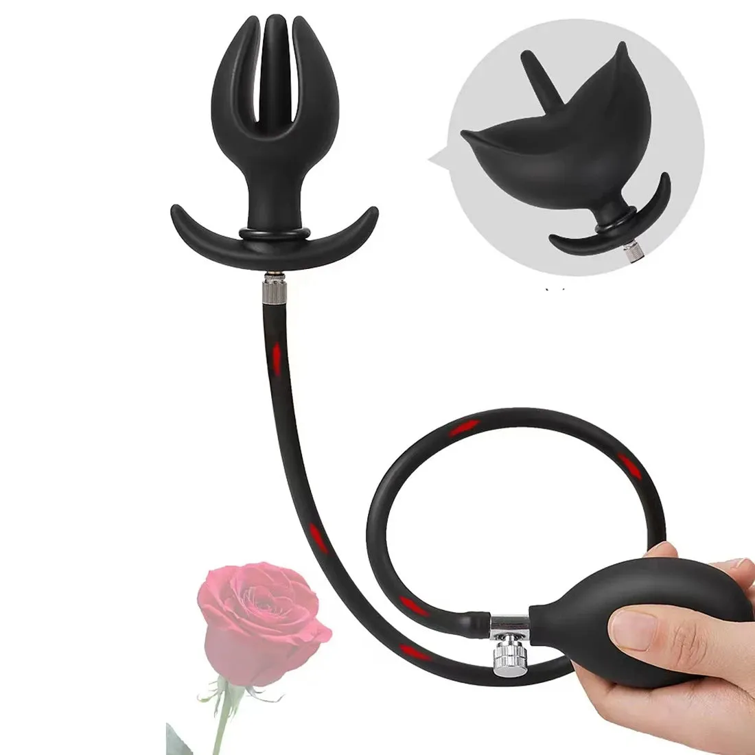 Soft Silicone Inflatable Anal Plug - Flower Pump Butt Plug Dilator for Enhanced Pleasure