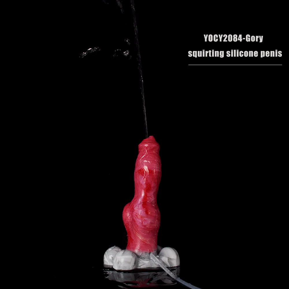 Squirting Dildo Butt Plug - Dog Monsterdildo Big Suction Cup Silicone Vagina Prostate Massager
