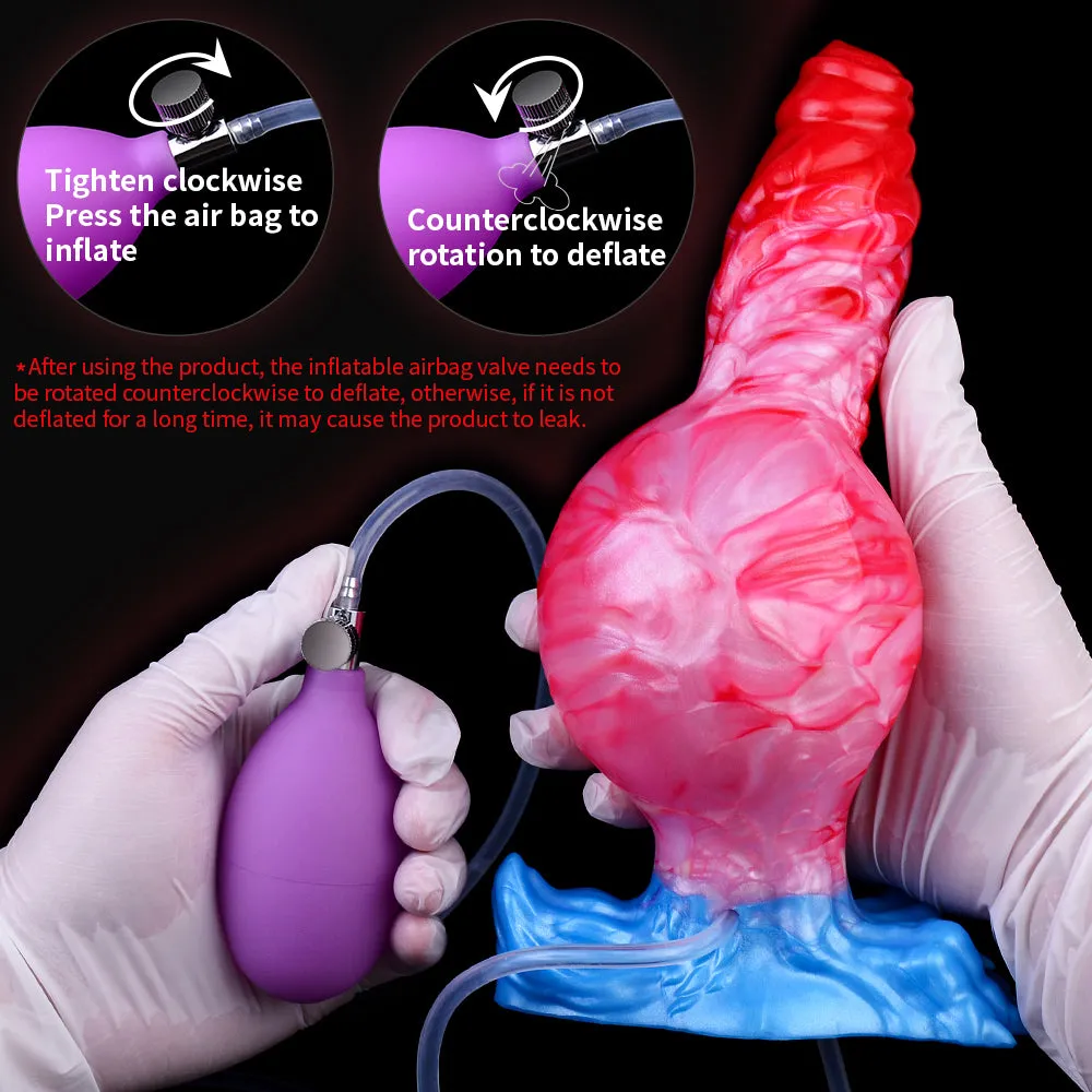 Squirting Inflatable Dragon Dildo Butt Plug - Big Knotted Anal Prostate Milking Sex Toys for Women