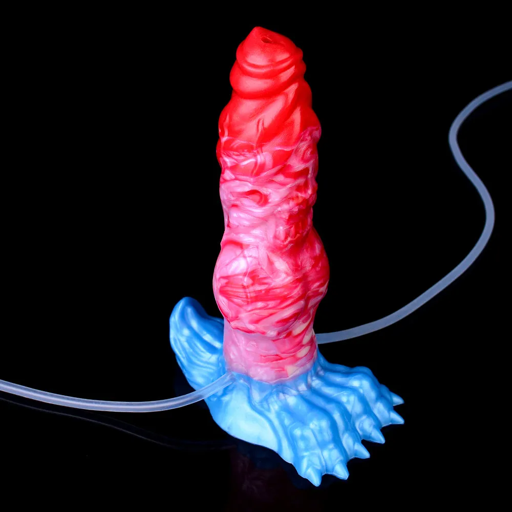 Squirting Inflatable Dragon Dildo Butt Plug - Big Knotted Anal Prostate Milking Sex Toys for Women