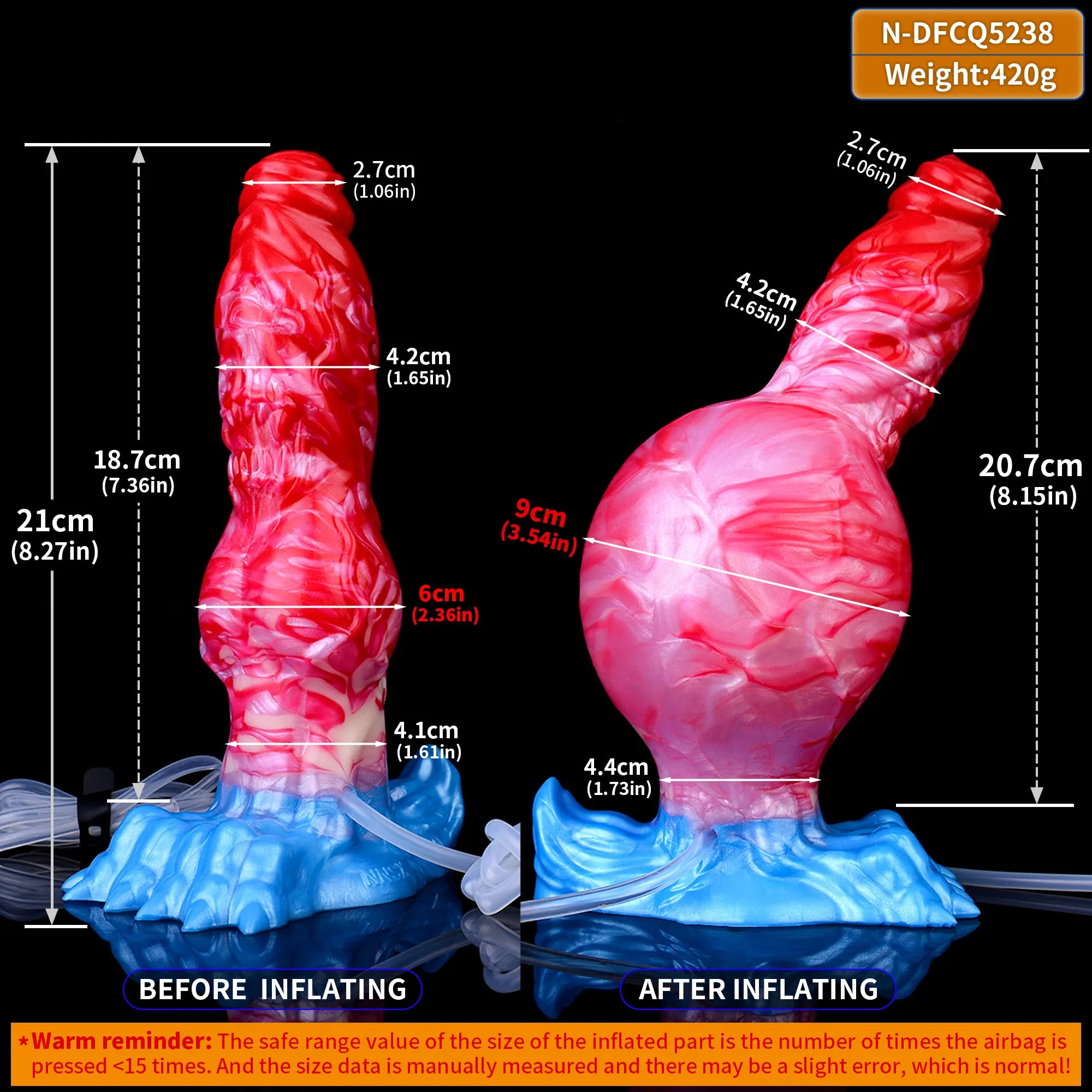 Squirting Inflatable Dragon Dildo Butt Plug - Big Knotted Anal Prostate Milking Sex Toys for Women