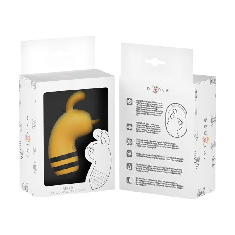 Stimulator clitoris INTENSE MAYA. in forma de albinuta. cu functii de vibratie intense si silentioase. rezistent la apa IPX7. galben si negru