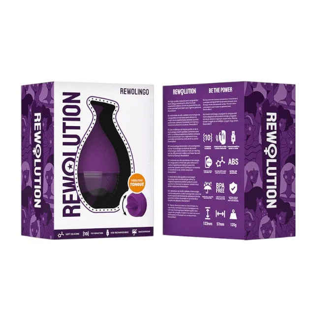 Stimulator clitoris Rewolution REWOLINGO. cu funcție de simulare sex oral. 10 funcții de vibrație. rezistent la apă IPX6. culoarea mov